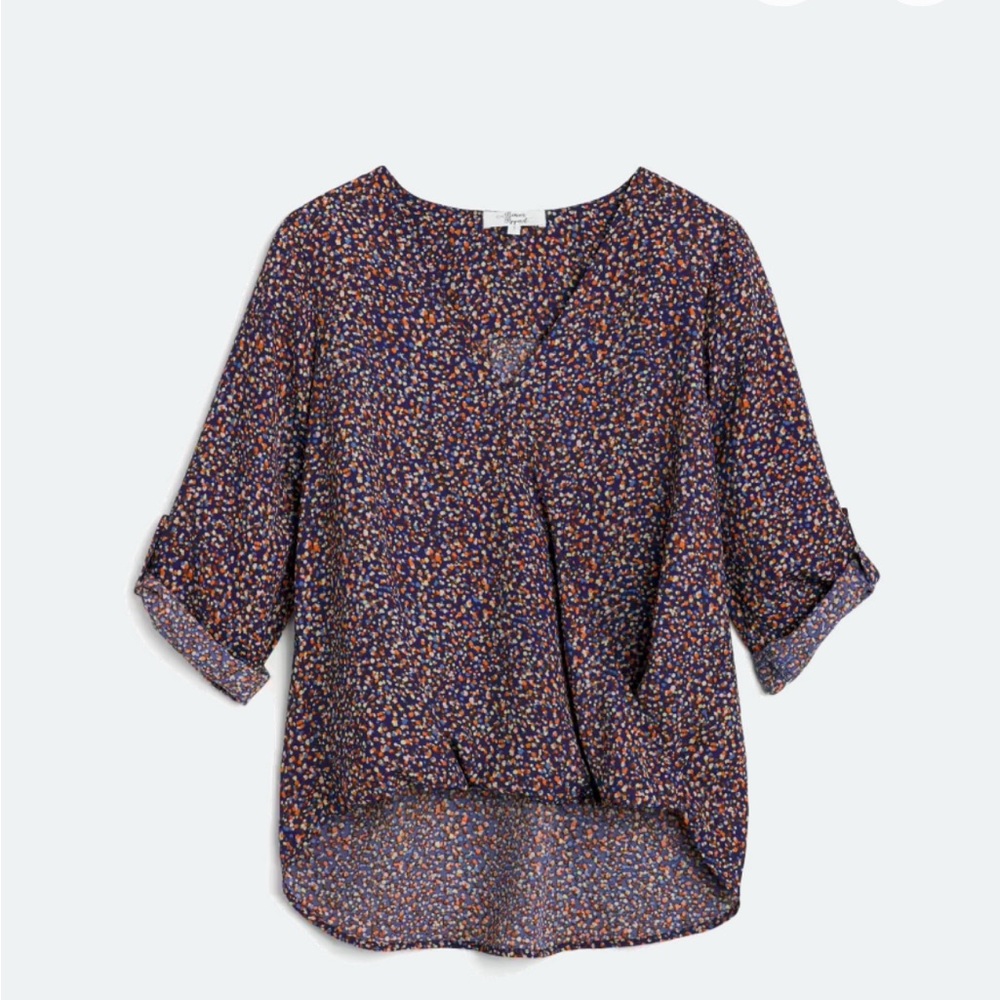Beacon Asymmetrical 3/4 Sleeve Blouse in Blue and Purple (LIKE NEW, size M)